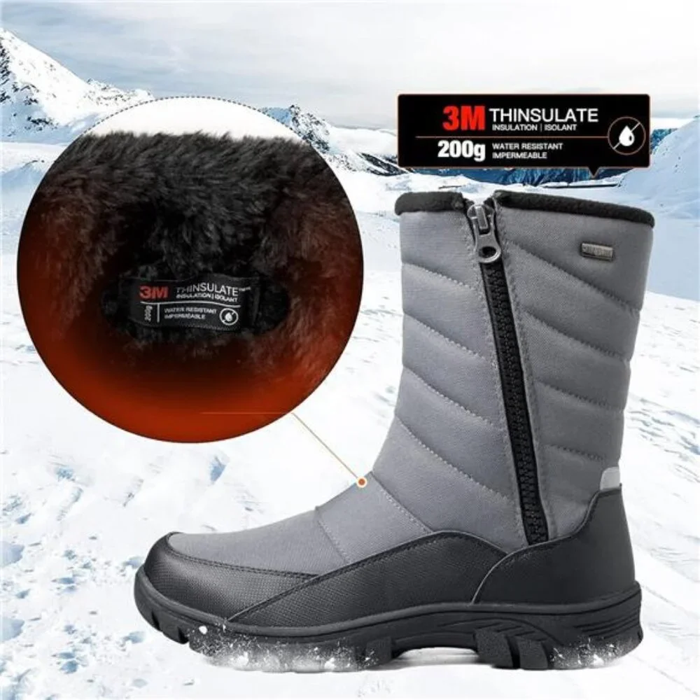 Men's Winter Snow Boots Waterproof Insulated Mid-Calf Boots